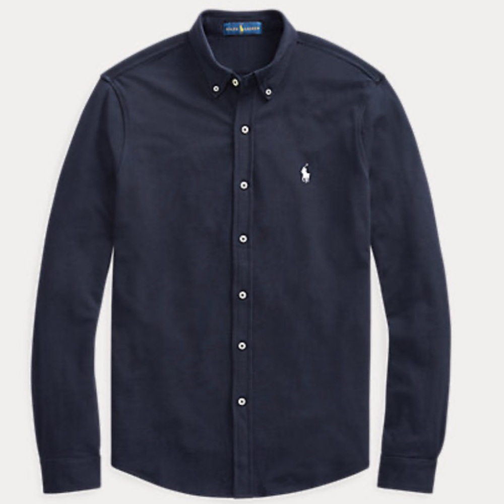 Men’s Large Navy/White logo featherweight mesh long sleeved shirt